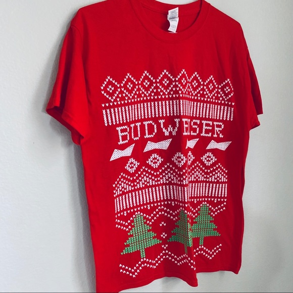 BUDWEISER Red Christmas graphic print tee L - Picture 5 of 6